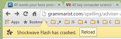 Adobe Flash Player crashes in Google Chrome